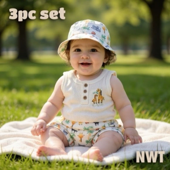 NWT - BABY 3 PIECE MY DADDY SET BY CHICK PEA - SZ 0-3 M - Picture 1 of 14